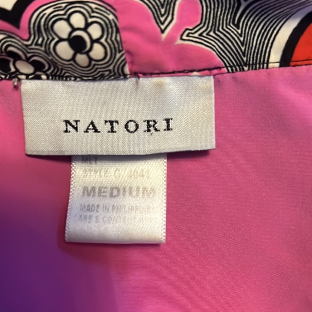Excellent Condition Vintage Natori Psychedelic 60s Print Robe with Pockets - Picture 11 of 12